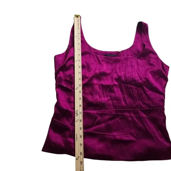 Elie Tahari Office Siren Silk Blend Tank Top Blouse S Magenta Purple Draped - Picture 13 of 13